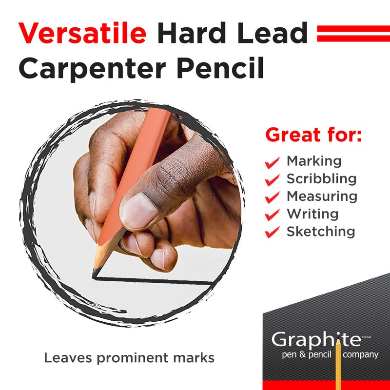 GRAPHITE Hard Lead Carpenter Pencils Bulk - (72) Pieces Lumber Wooden Pencil #2 (HB) - Neon Orange - Image 4